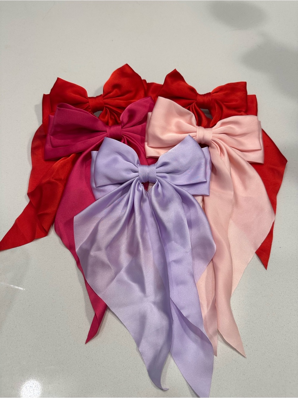 Silky Bow Hair Clips in Red, Pink, Lavender